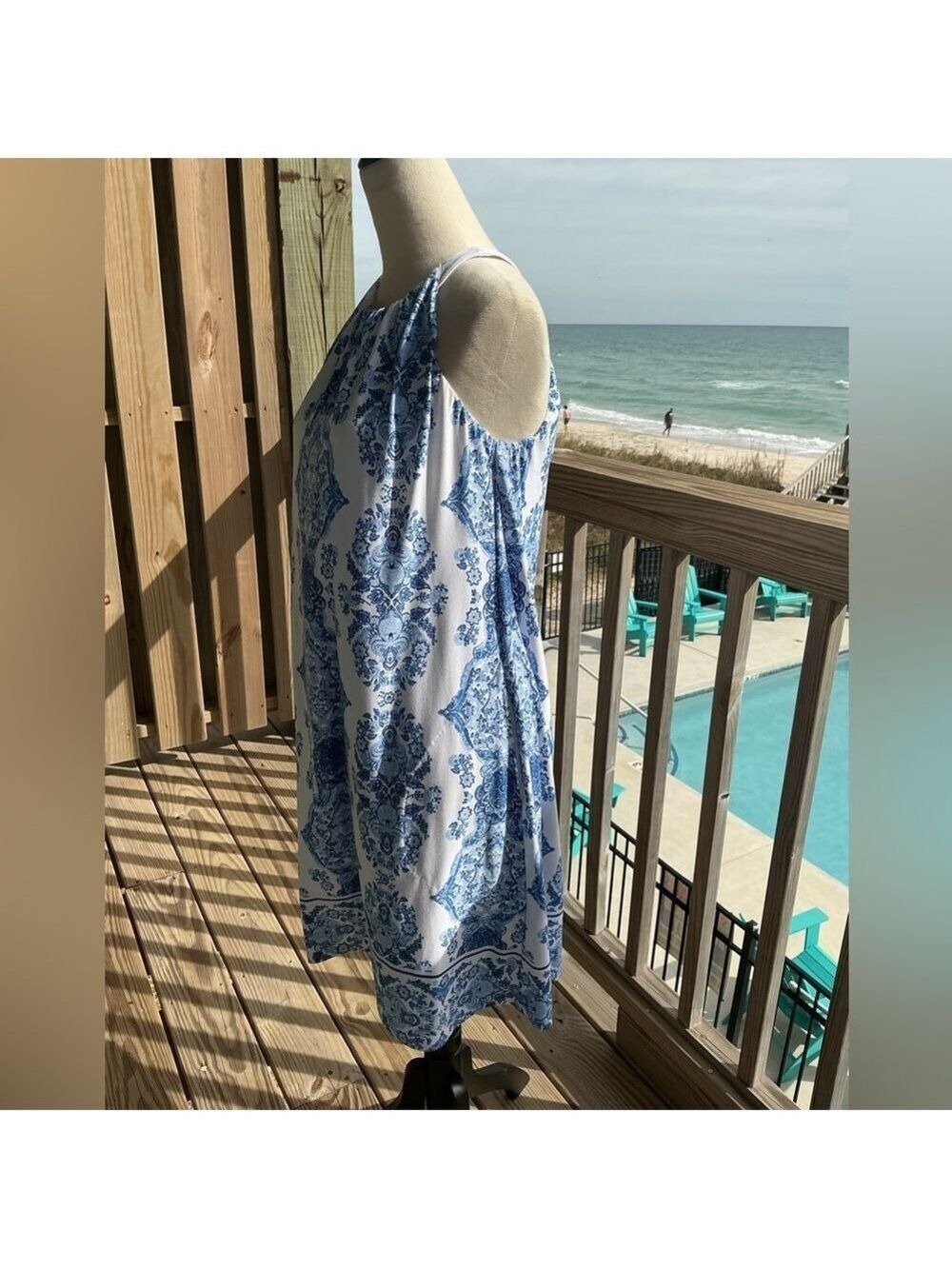 Soma Blue &  White Halter Bra Dress - Picture 11 of 13